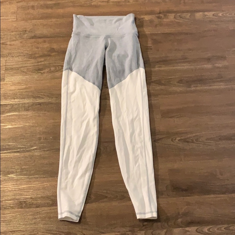 Gray and white leggings